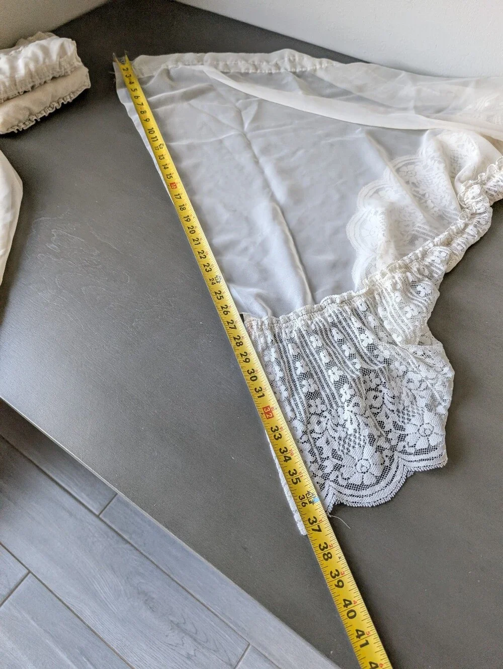Vintage Lace Valance & Swag Set Curtain Beige Lace Airy Sheer Boho Style